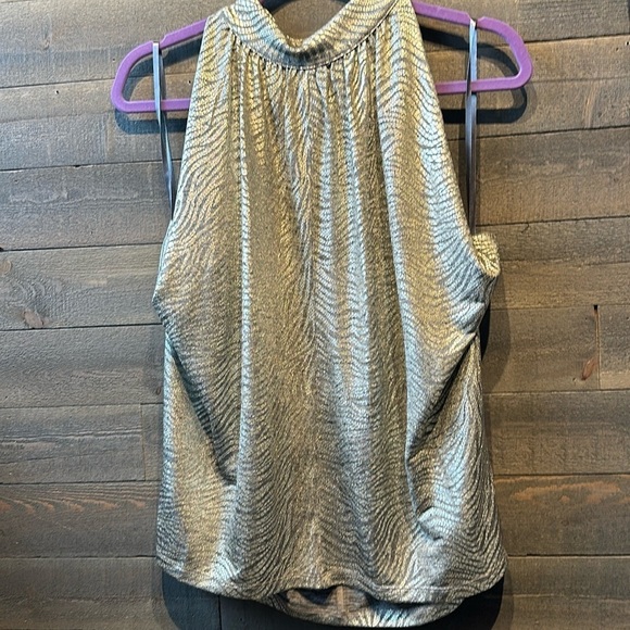 NWOT Anthropologie gold shimmer sleeveless animal print blouse size medium - Picture 1 of 7